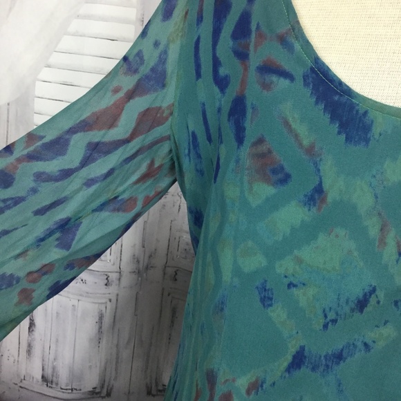 Gypsy 05 Silk Blue Green Midi Dress S - Picture 3 of 8